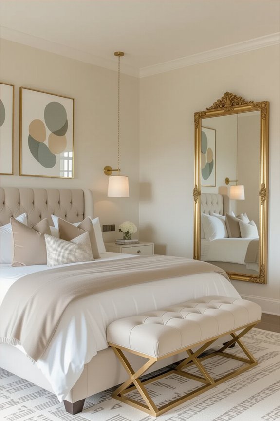 art and mirrors enhance decor