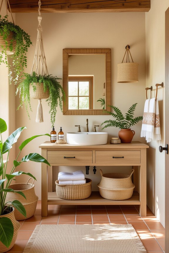 boho bathroom color harmony