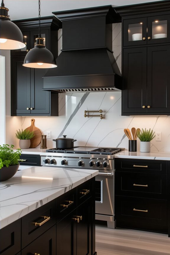 bold hardware for dark cabinets