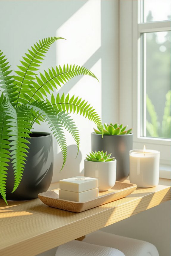 calming bathroom greenery ideas