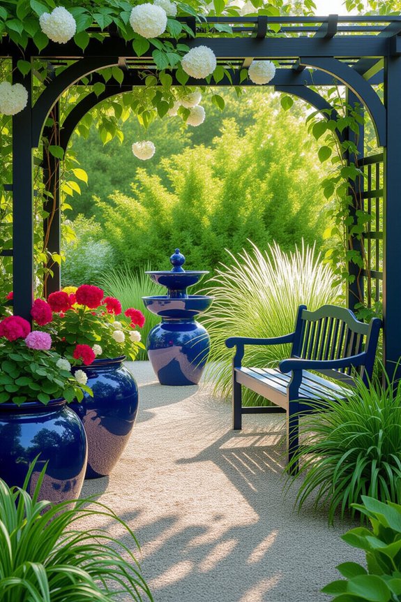 calming blue garden accents