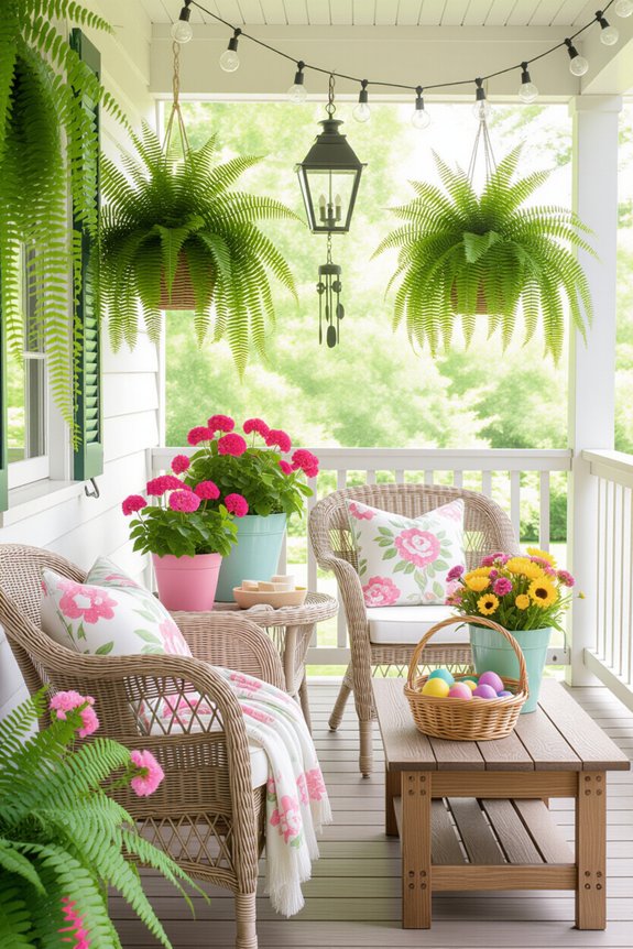 cheerful spring porch decor