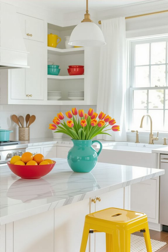 colorful accents brighten kitchens