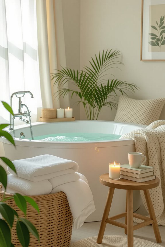 cozy bathroom reading nook