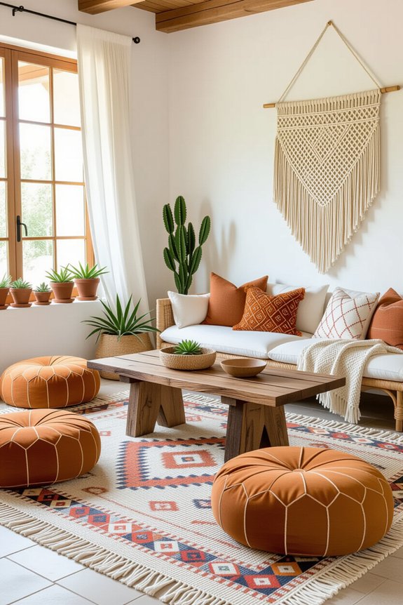 cozy layered bohemian seating