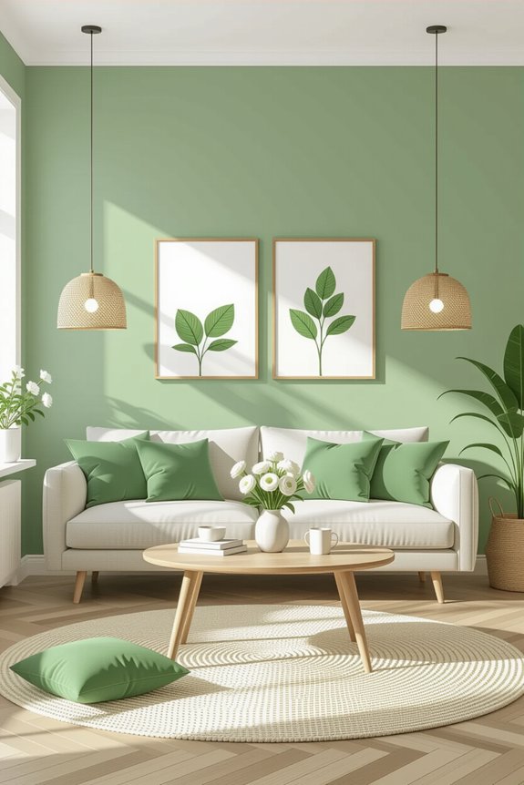 cozy lighting for sage green