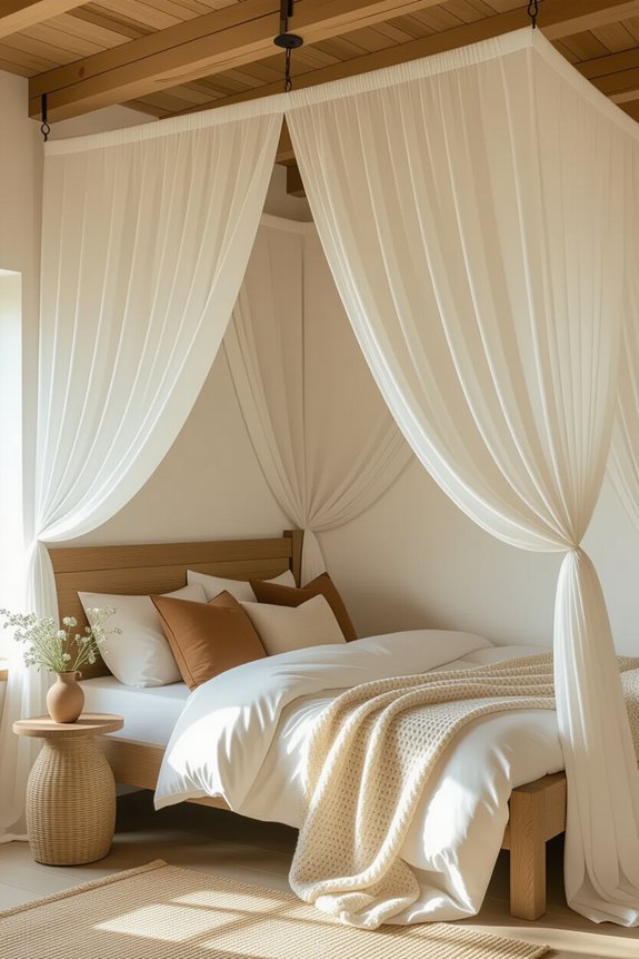 draped curtains create canopies