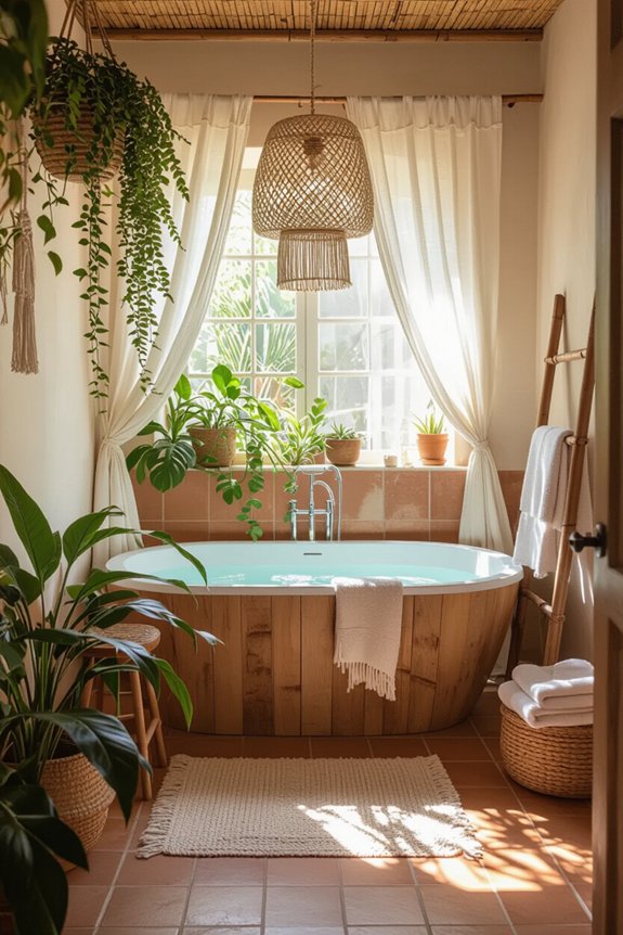 earthy boho bathroom decor