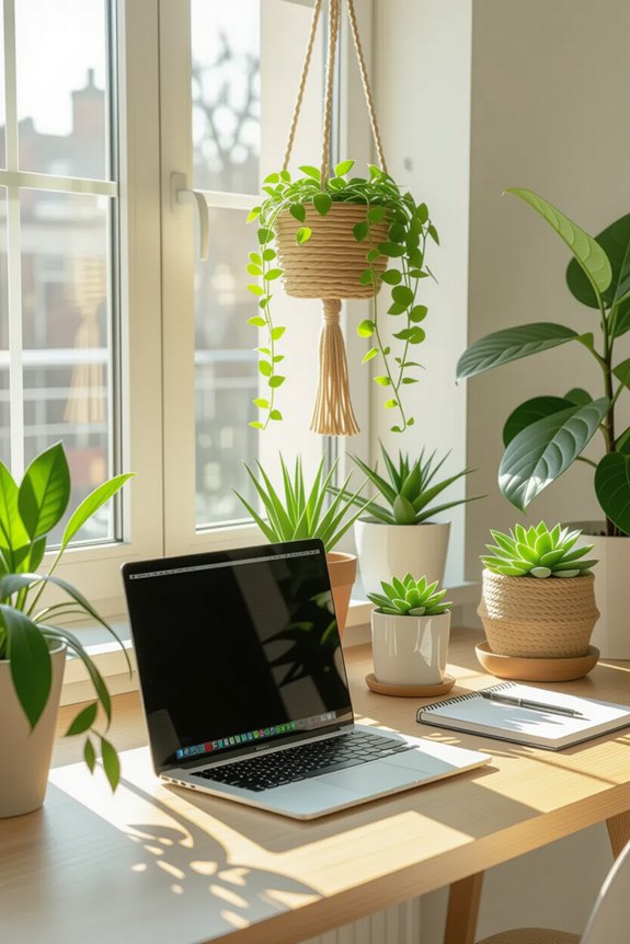 enhance workspace with plants