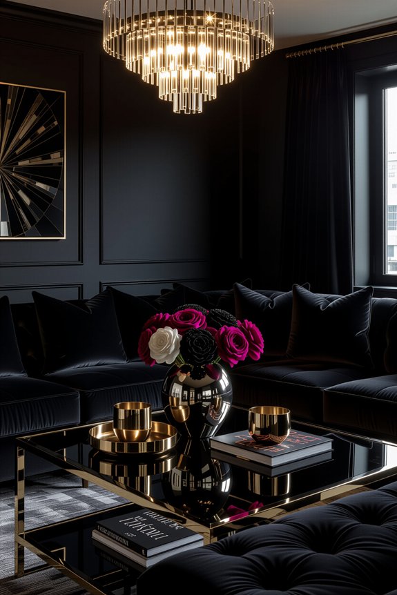 glamorous metallic living room accents