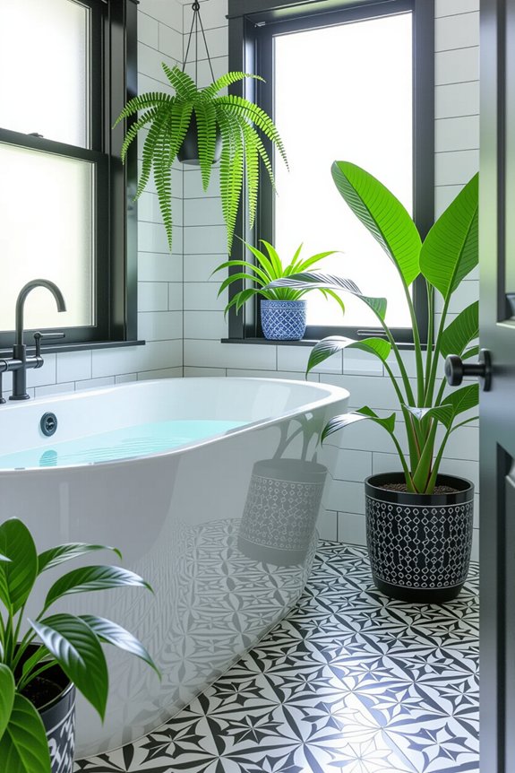 greenery enhances black and white