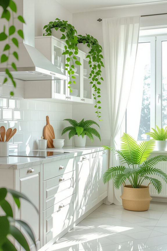 greenery enlivens kitchen space