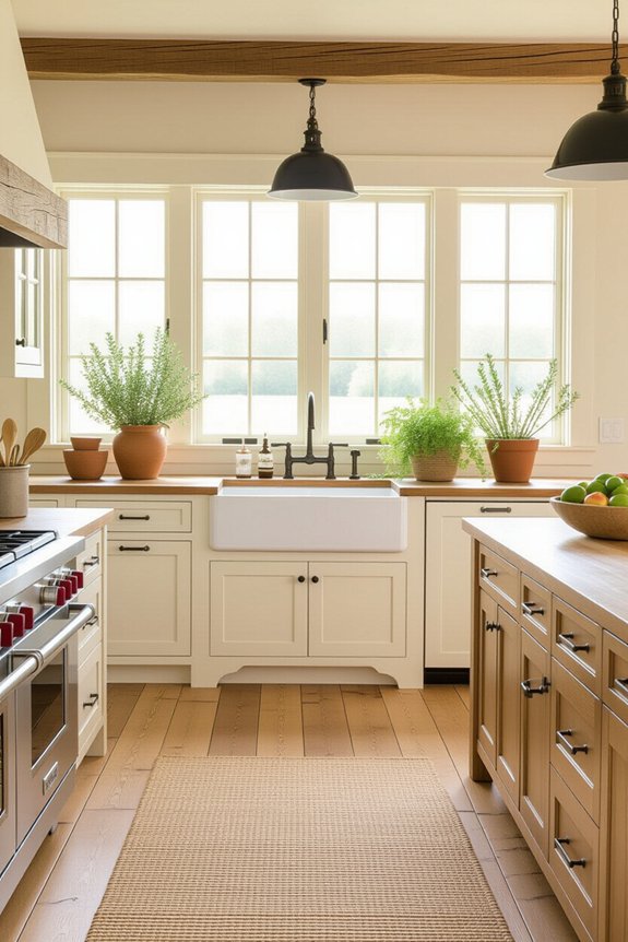 inviting farmhouse kitchen flooring