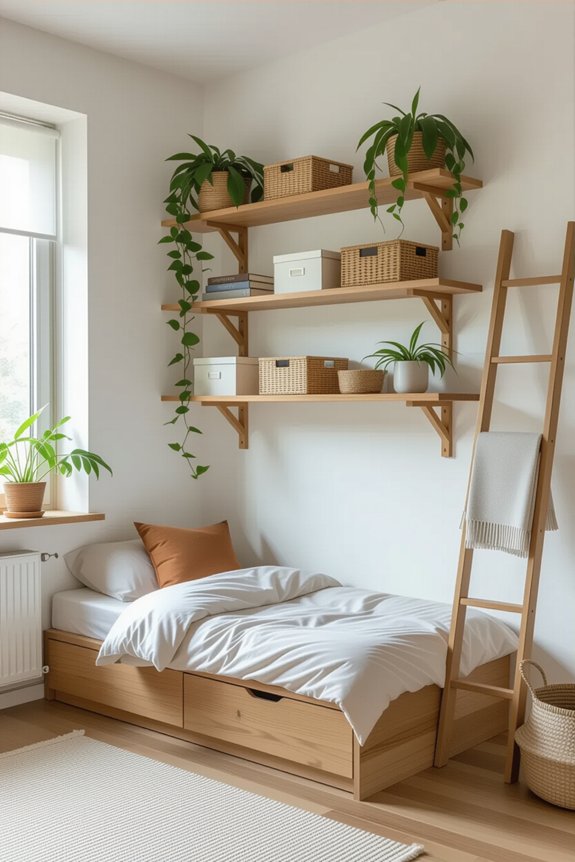 maximize vertical bedroom storage