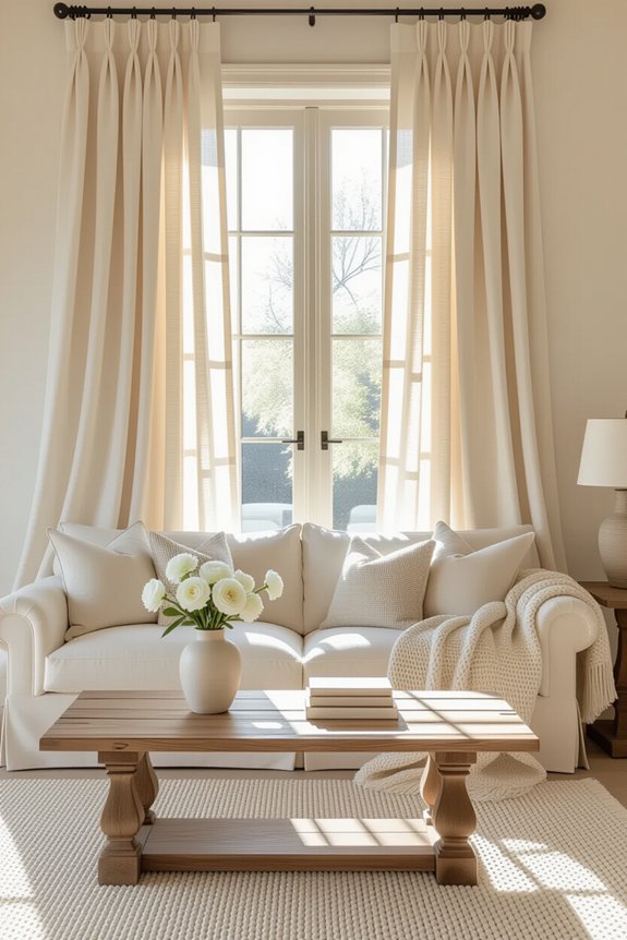 neutral curtains enhance decor