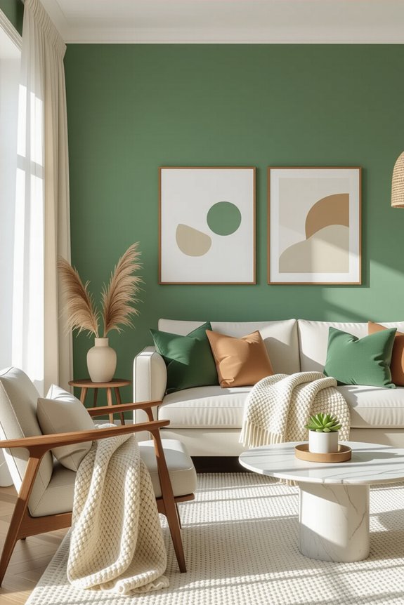 sage green accent wall