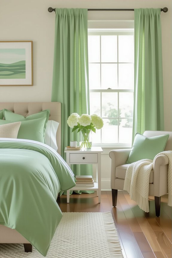 sage green bedroom accents