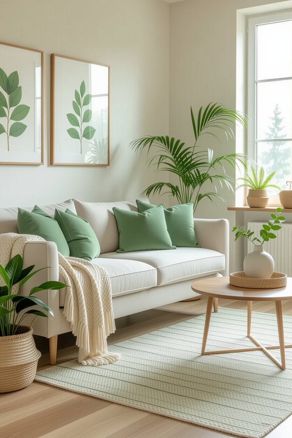sage green living room decor