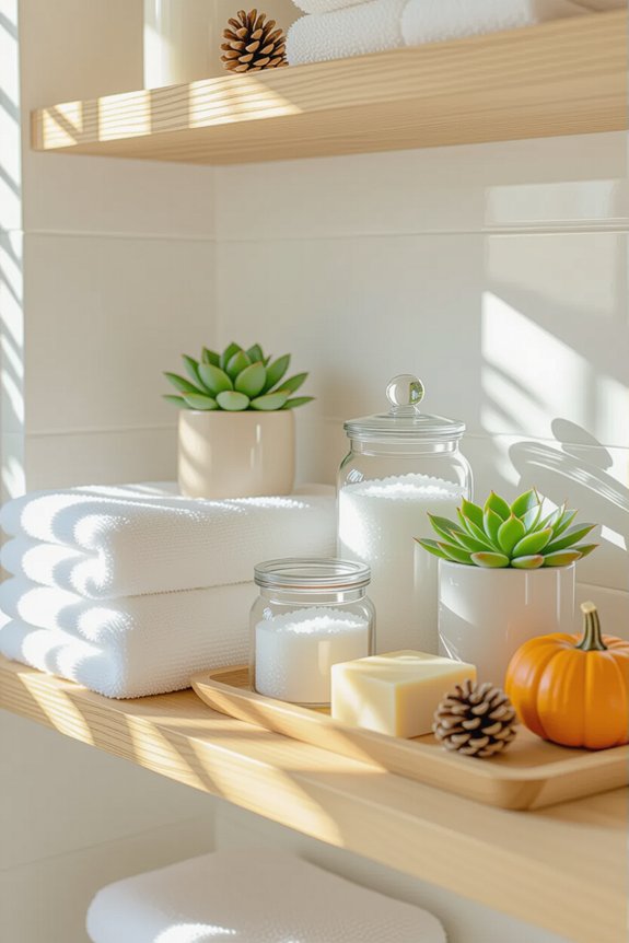seasonal bathroom shelf makeover
