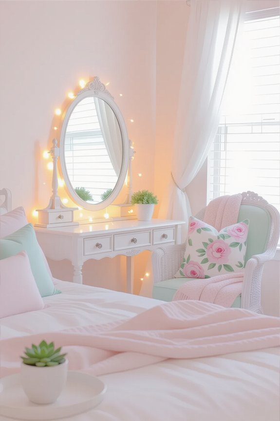 serene pastel bedroom ambiance