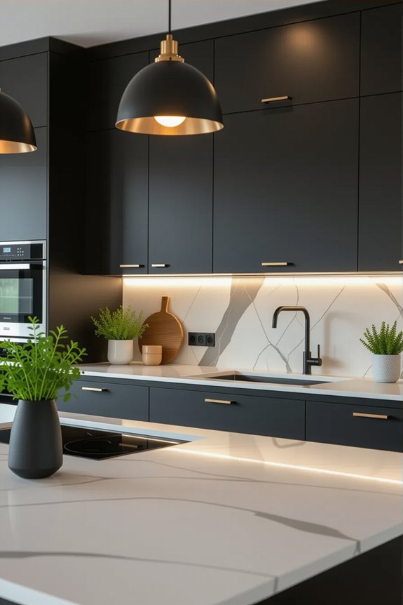 sleek dark cabinets chic
