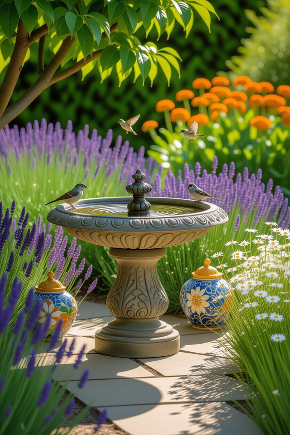 stylish bird baths attract birds