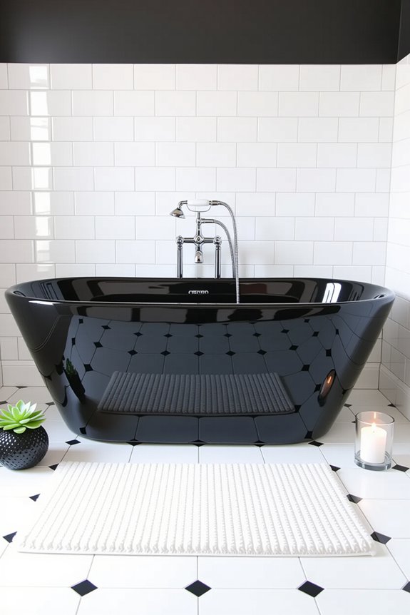 stylish black and white bathtub