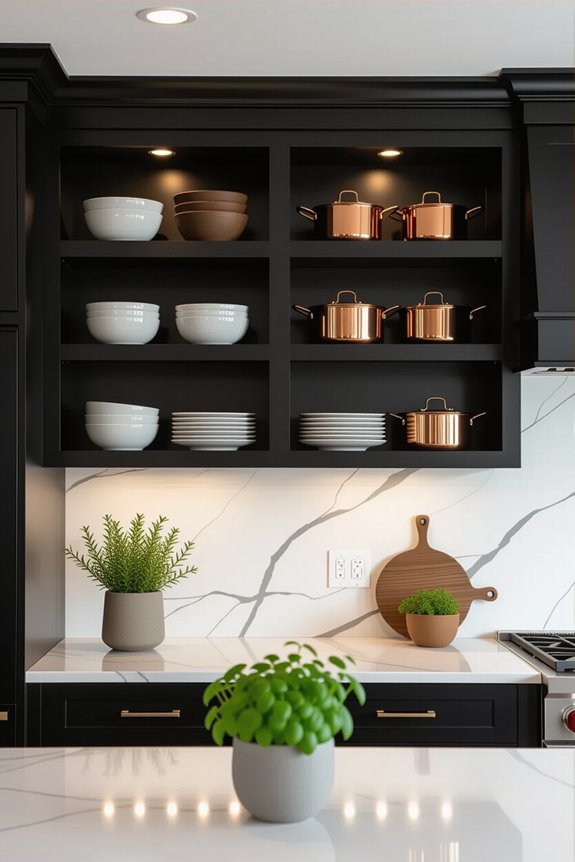 stylish open shelving contrast