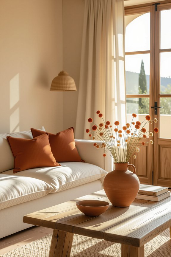 terracotta accents for warmth