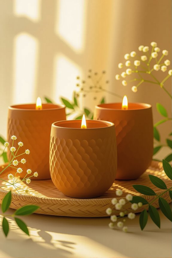 terracotta candle holder styling
