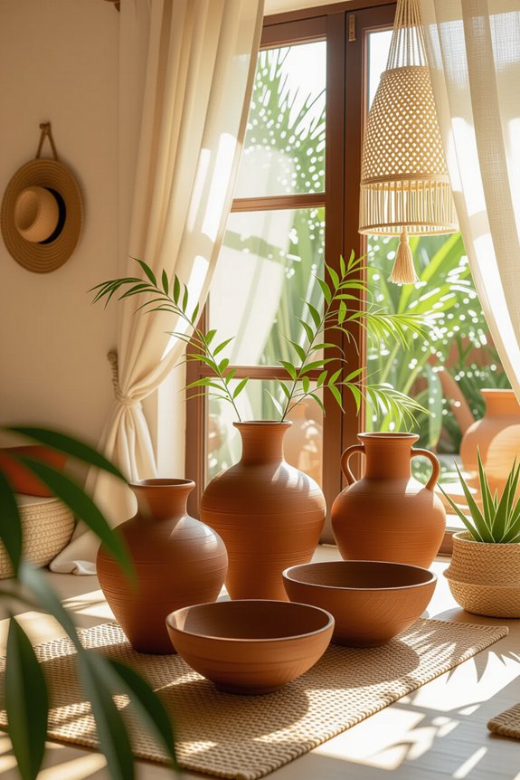 terracotta enhances bohemian decor