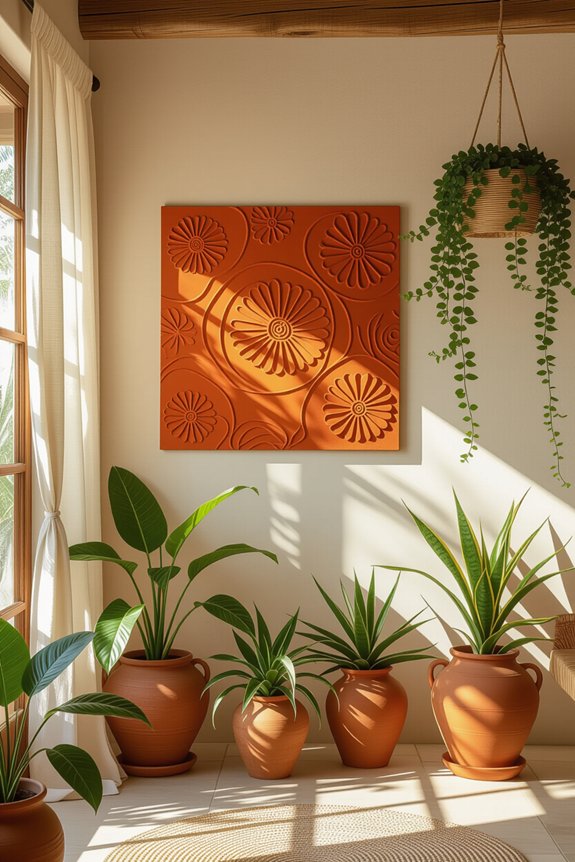 terracotta nature inspired wall art