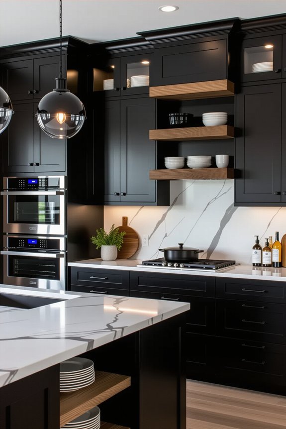 textured finishes enhance dark cabinets