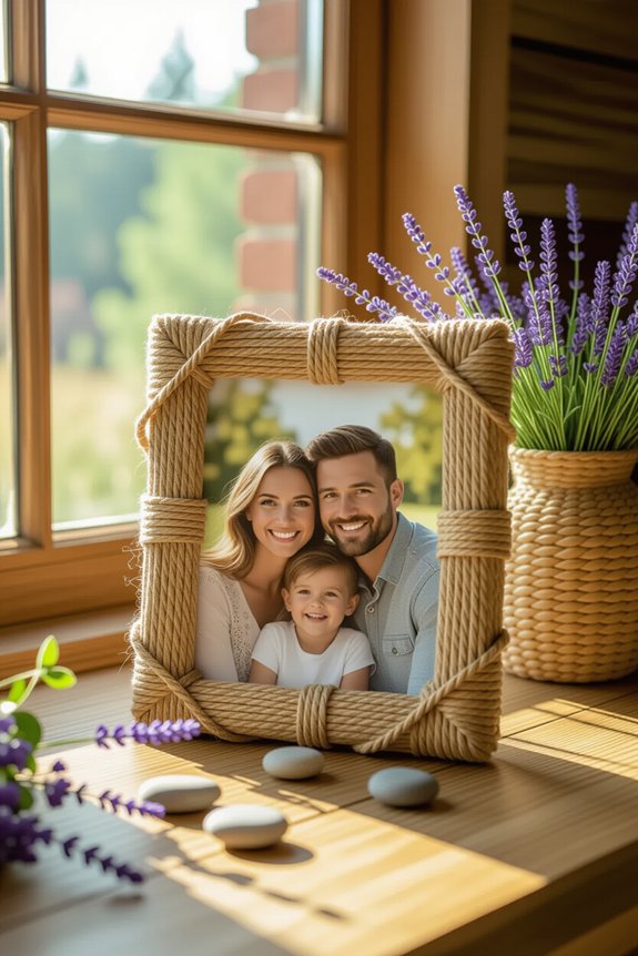twine wrapped photo frame diy