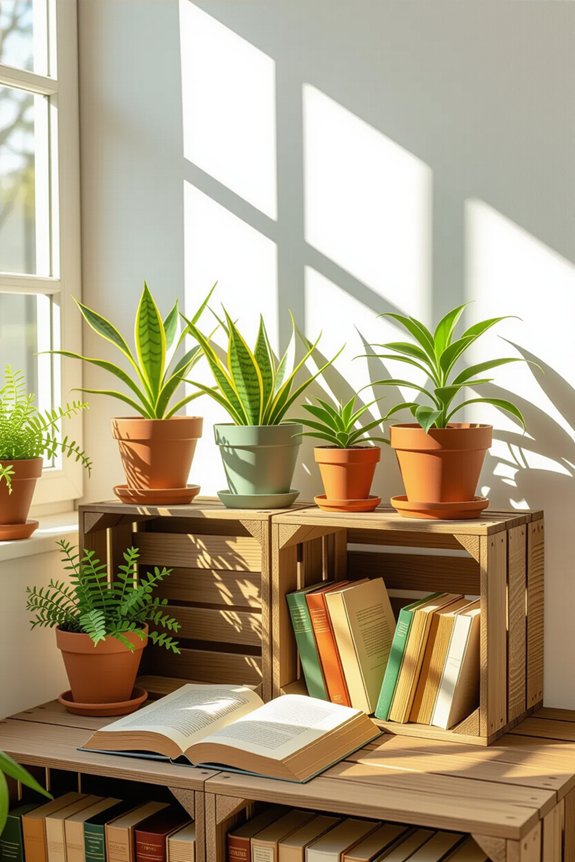 upcycled bookshelves from crates