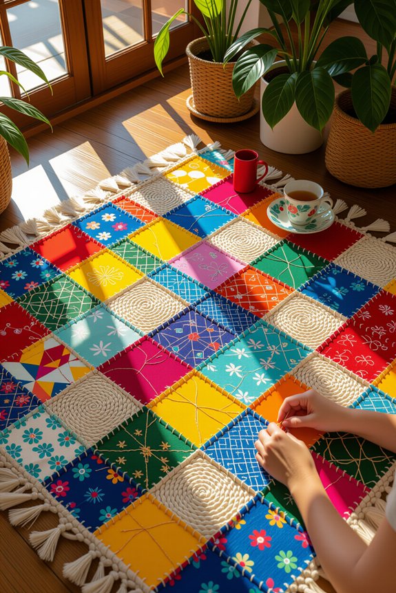 upcycled fabric rug project