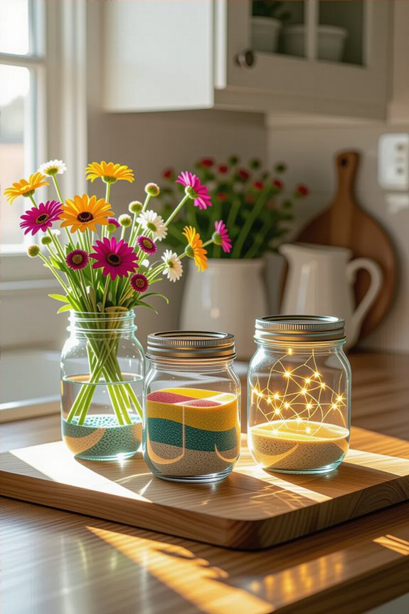 upcycled glass jar decor