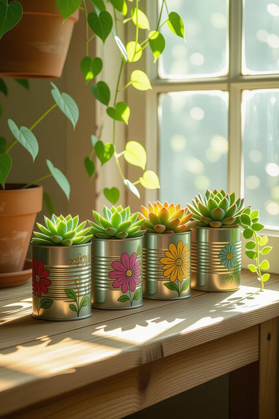 upcycled tin can planters