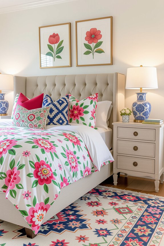 vibrant patterned bedroom oasis