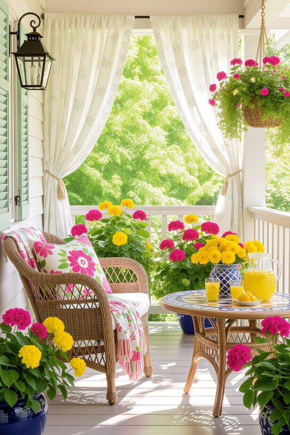 vibrant summer porch decor
