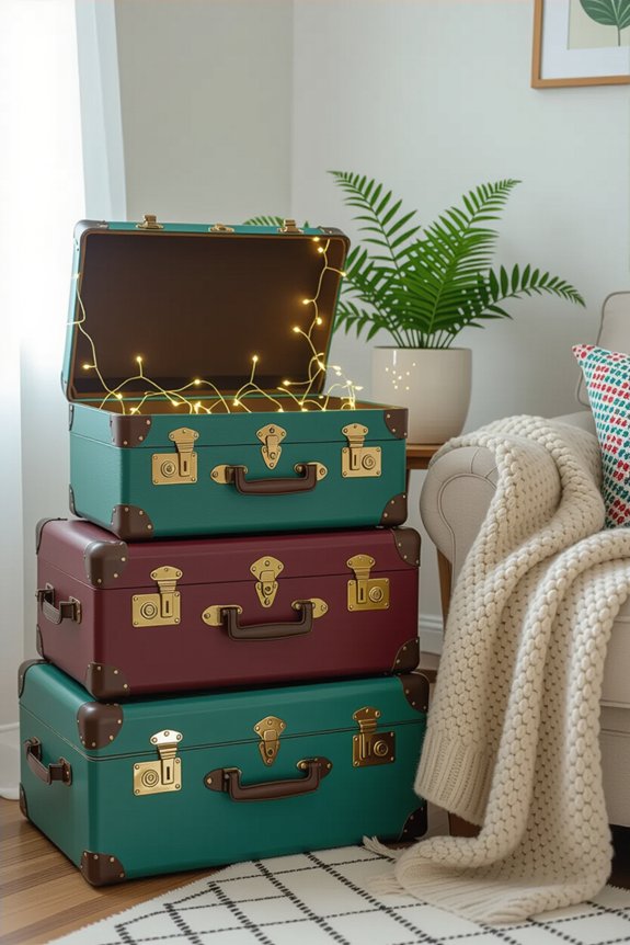 vintage suitcases as decor