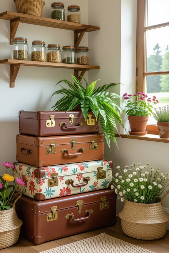 vintage suitcases for storage